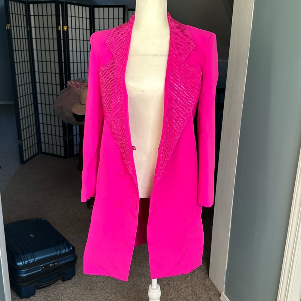 Kate Hewko Hot Pink Rhinestone Blazer Jacket S NWT